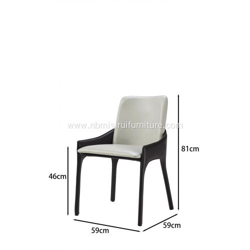 Italian minimalist white and black leather armest chairs